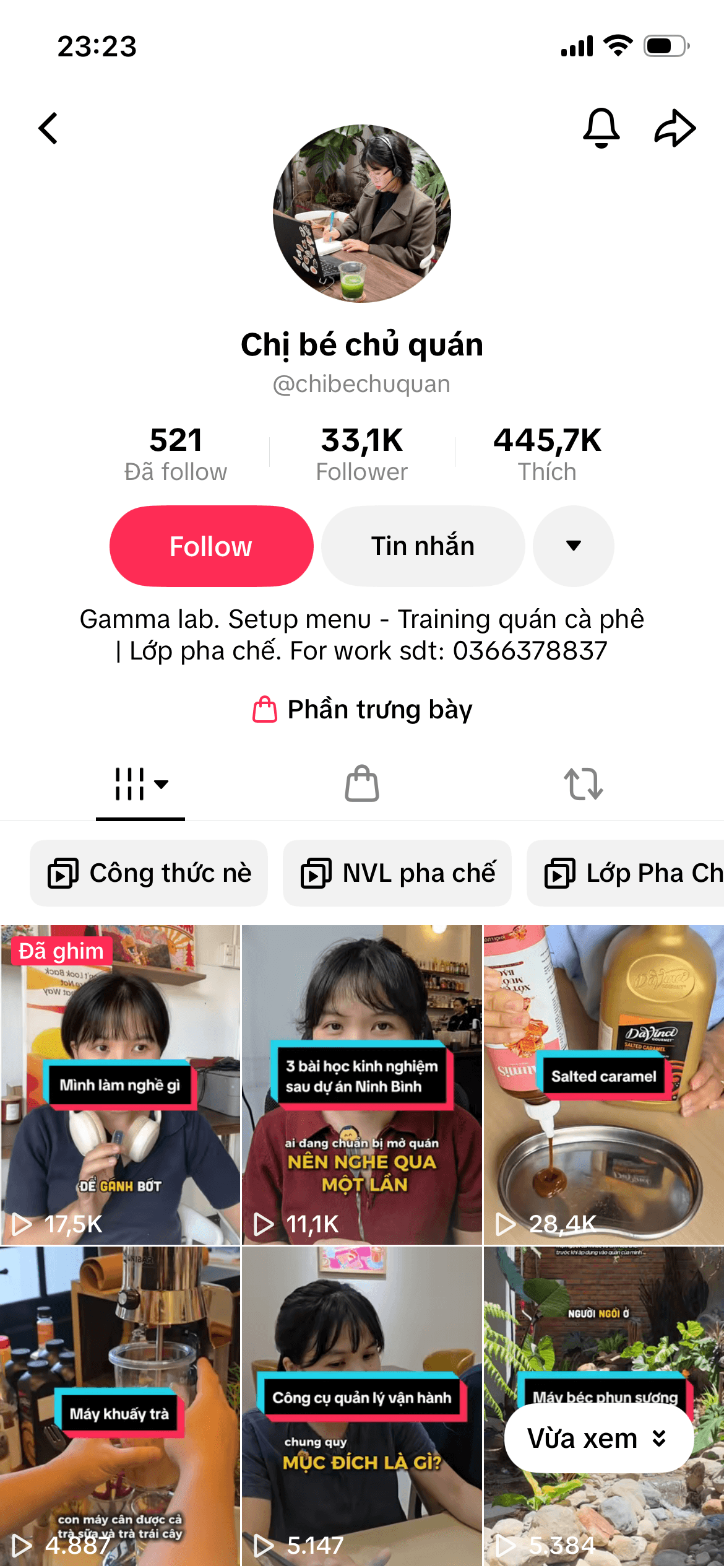 TikTok channel screenshot for Chi Be Chu Quan